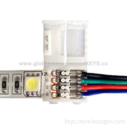 10/12mm 4-pin One Connector with Wire for LED SMD 5050 RGB Strip Accessories, No Welding